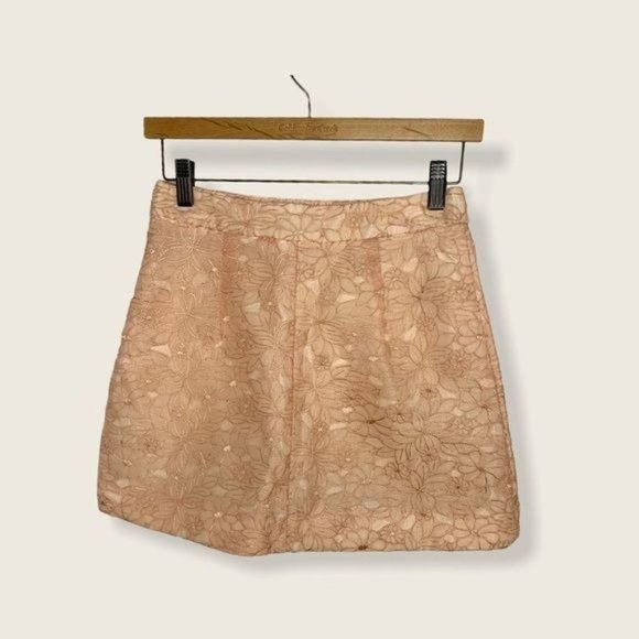 Topshop Floral Embroidered A Line Delicate Crocheted Lace Mini Skirt Small - Picture 5 of 12